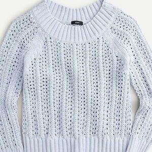 J. Crew Wide-neck beach sweater with pointelle stitch, Shale Blue, Extra Small